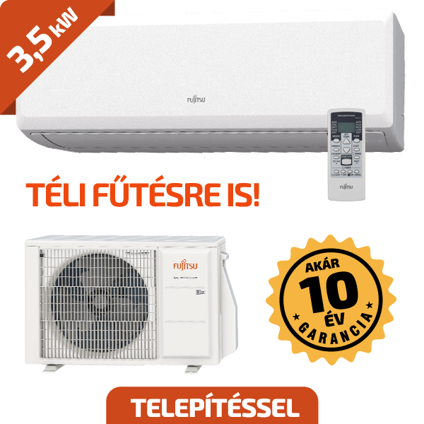Fujitsu ECO 3,5 kW A+/A++ beszereléssel együtt*